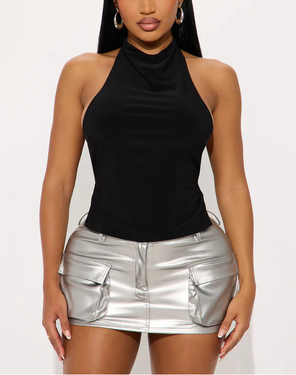 Halter neck backless top