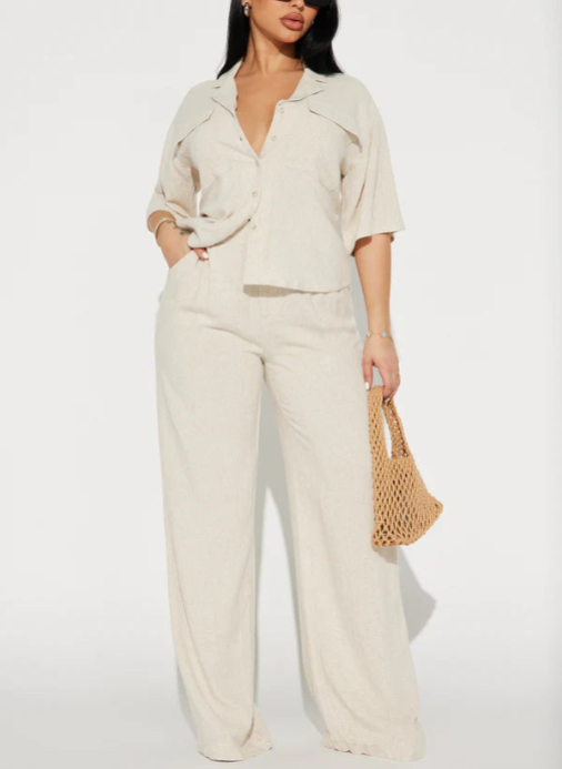 Oatmeal Linen Pant Set